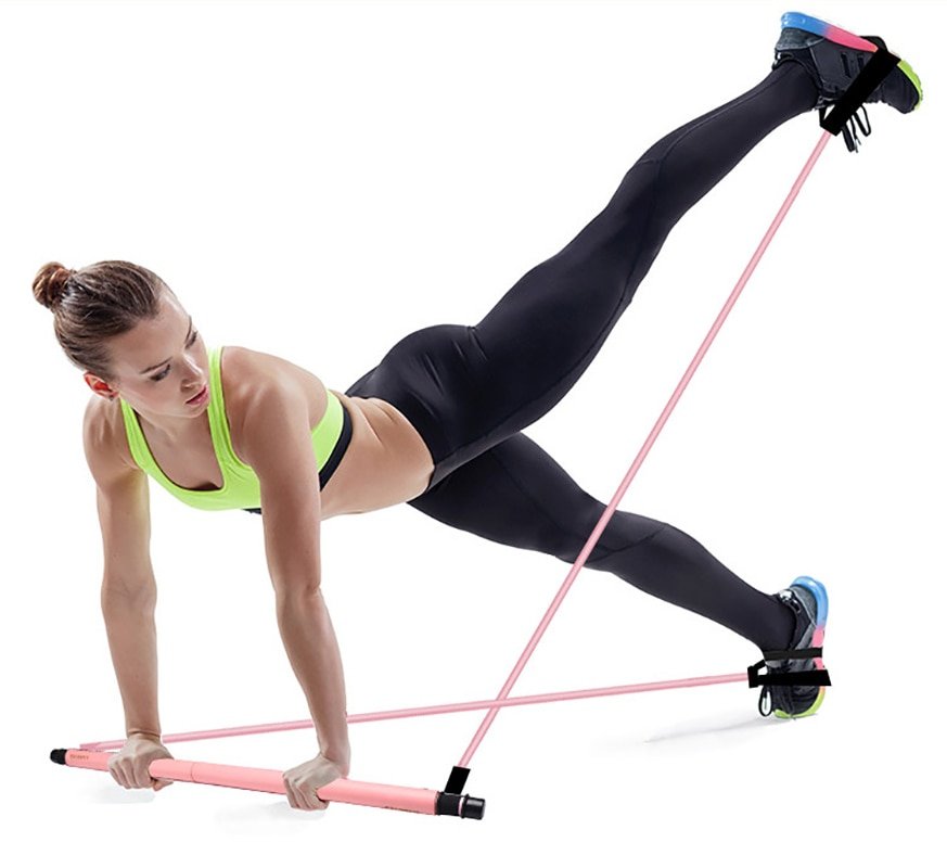 Barra de Pilates con Bandas de Resistencia – Entrenamiento Fitness