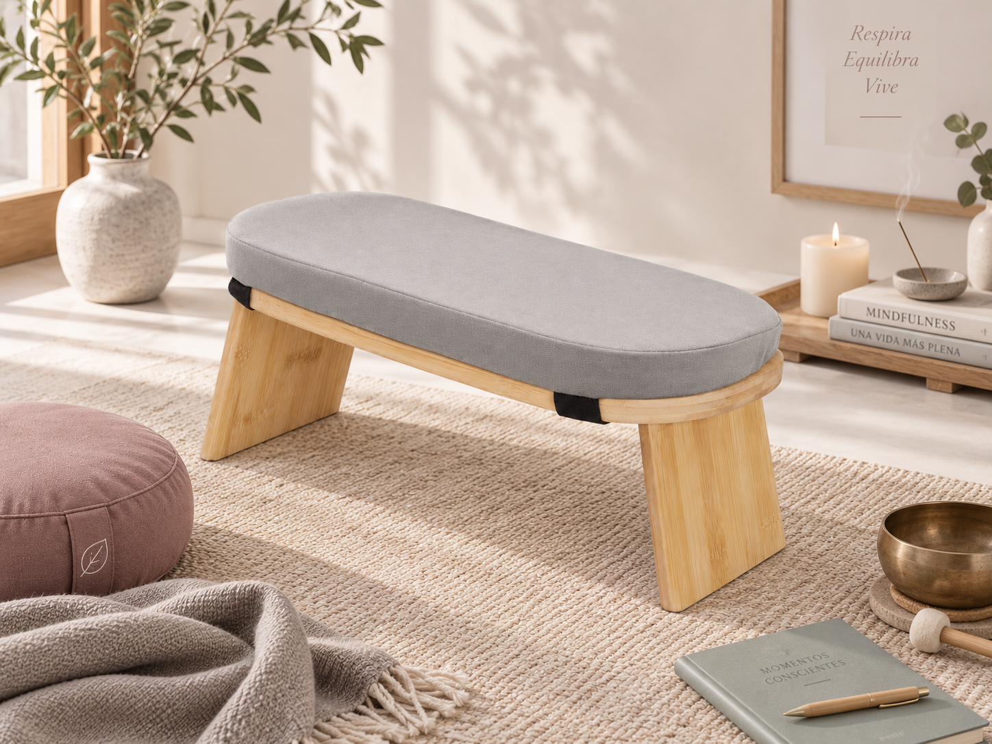 Banco de Meditación TWR® de Bambú – Ergonómico, Plegable y Acolchado - Imagen 4
